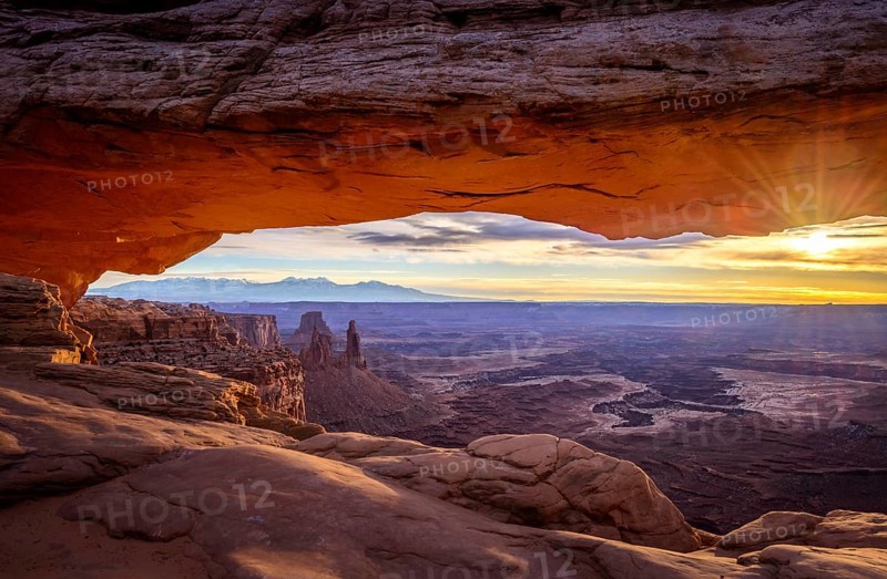 View through arch Mesa Arch at sunrise