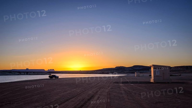 Beach cabin at sunrise
