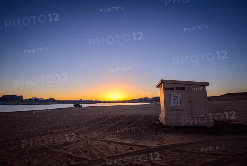 Beach cabin at sunrise