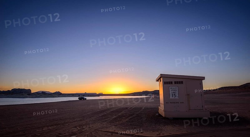 Beach cabin at sunrise