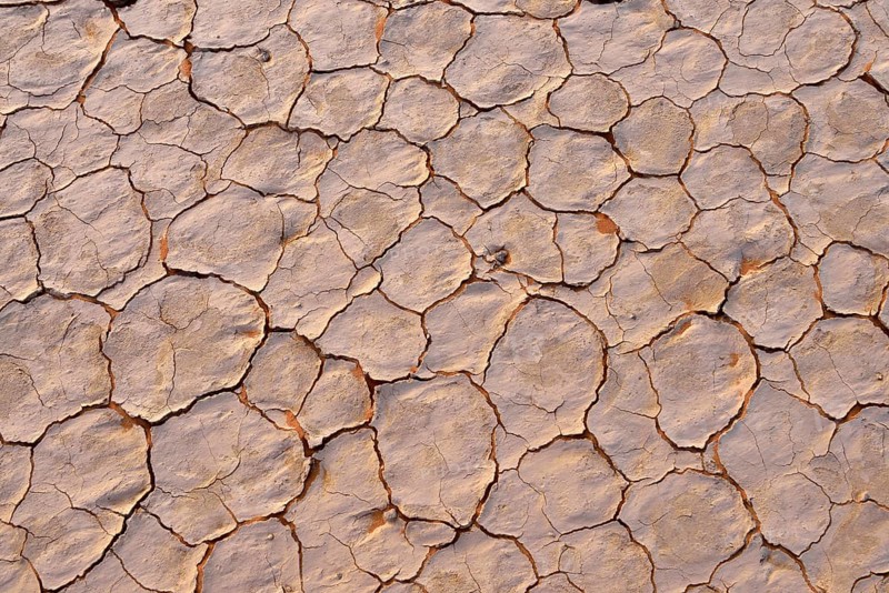 Broken surface of a salt and clay pan or playa