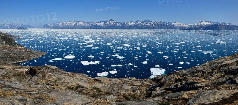 Panoramic view over Sermilik Fjord