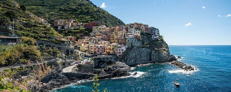 Colorful houses on cliffs