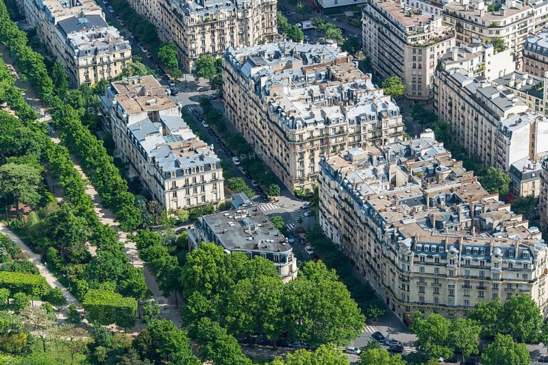 View of houses and streets from Eiffel Tower