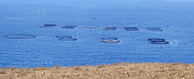 Coast of Playa del Gozo with fish farms