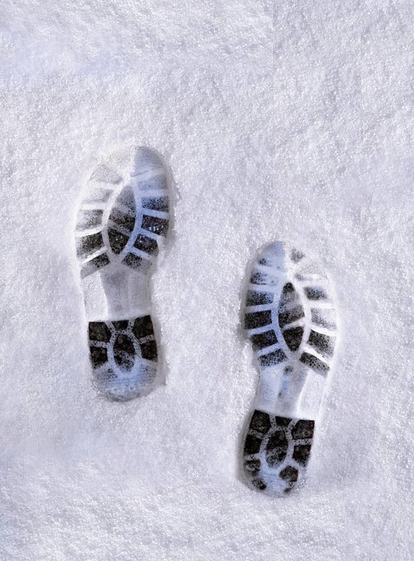 Shoe prints in snow