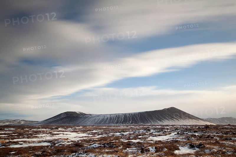 Former volcano Hverfjall in winter