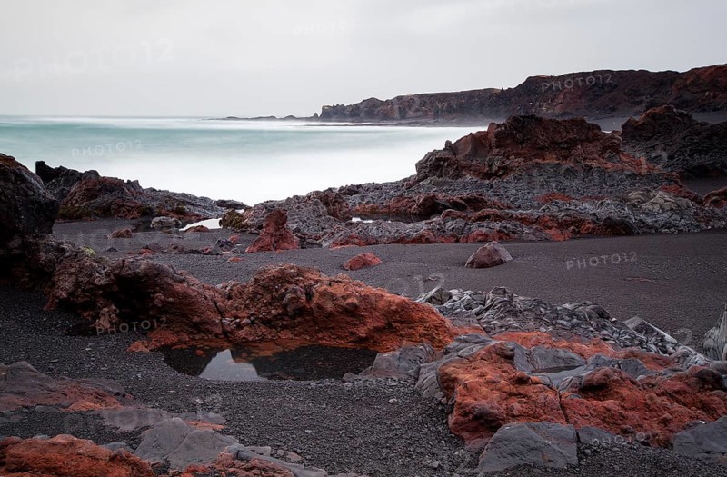 Coastline with black sand