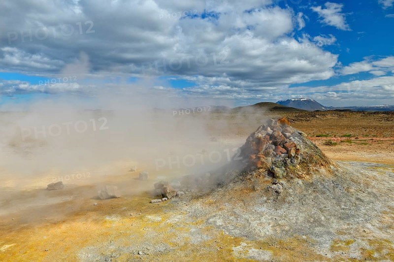 Steaming fumarole and solfatare
