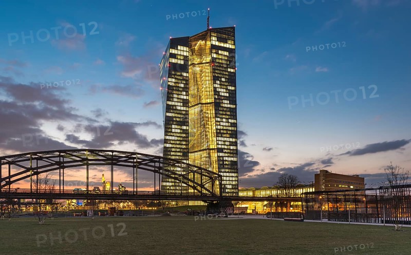 Brightly lit European Central Bank
