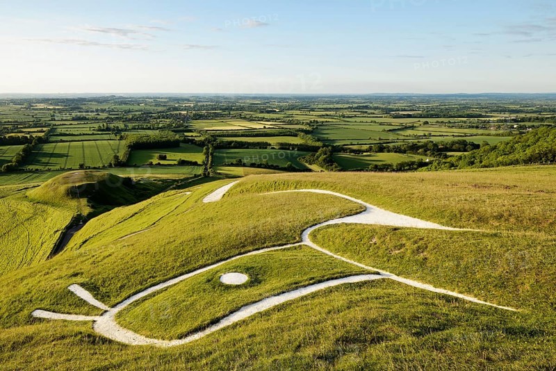 A prehistoric hill figure scoured into the side of a hill