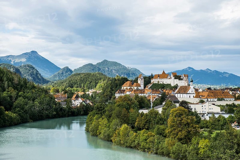 Fussen with Lech in front of Allgau Alps