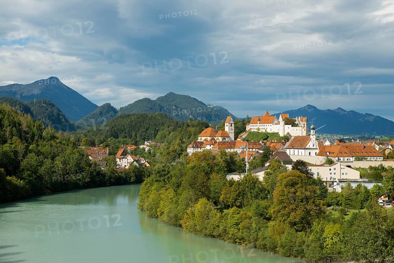 Fussen with Lech in front of Allgau Alps
