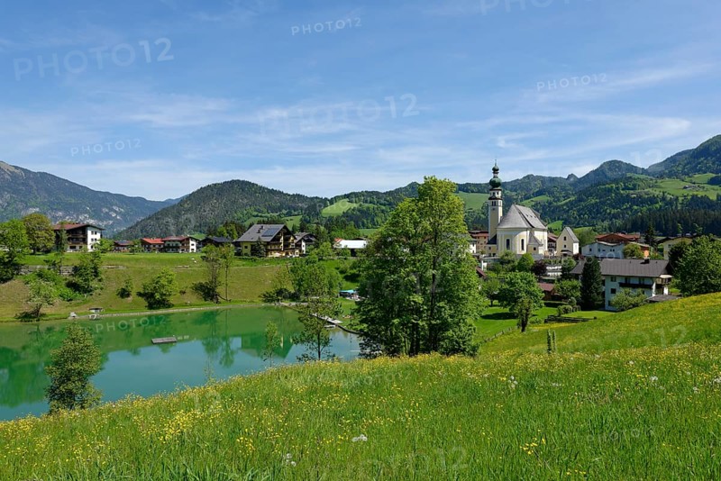 Parish church and Lake Reith