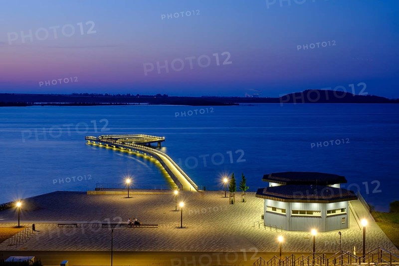 Illuminated pier in the harbour