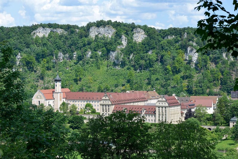 View of the Beuron Archabbey in the Danube valley