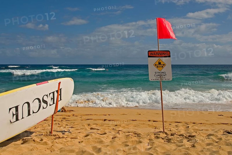 Storm warning on the beach of Oahu
