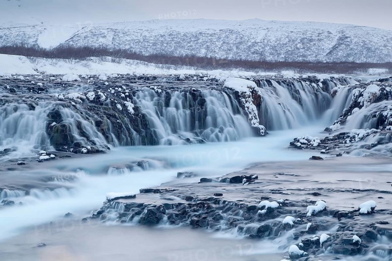 Waterfall Bruarfoss in winter