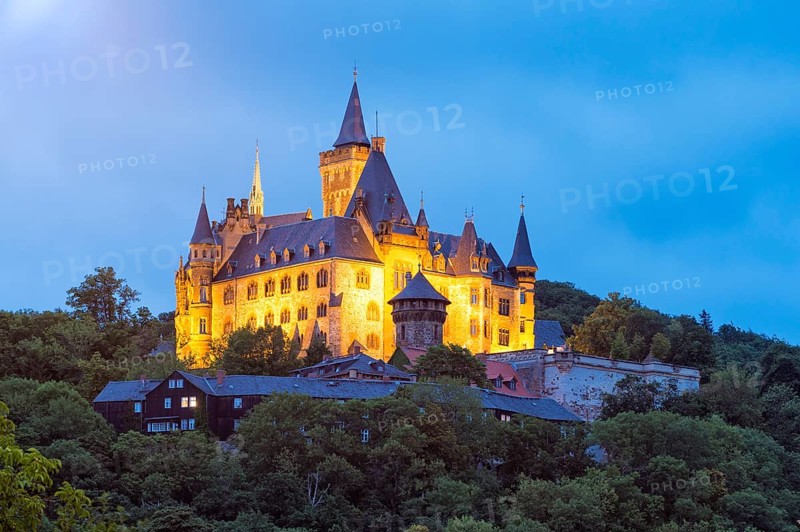 Schloss Wernigerode Castle at dusk