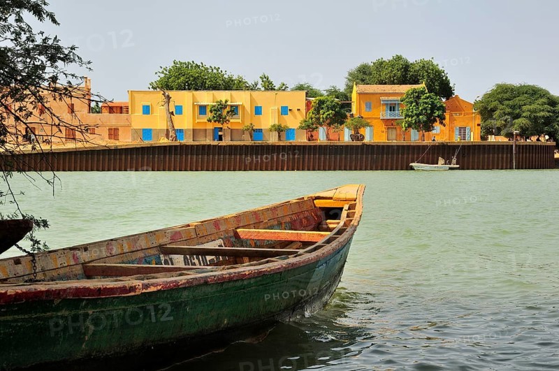 View over the river Senegal to the Senegalese town of Podor
