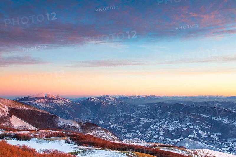 Winter sunset on Mount Nerone