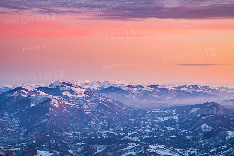 Winter sunset on Mount Nerone
