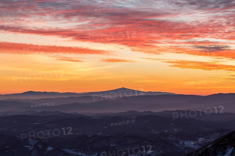 View of Mount Amiata in winter from Mount Nerone