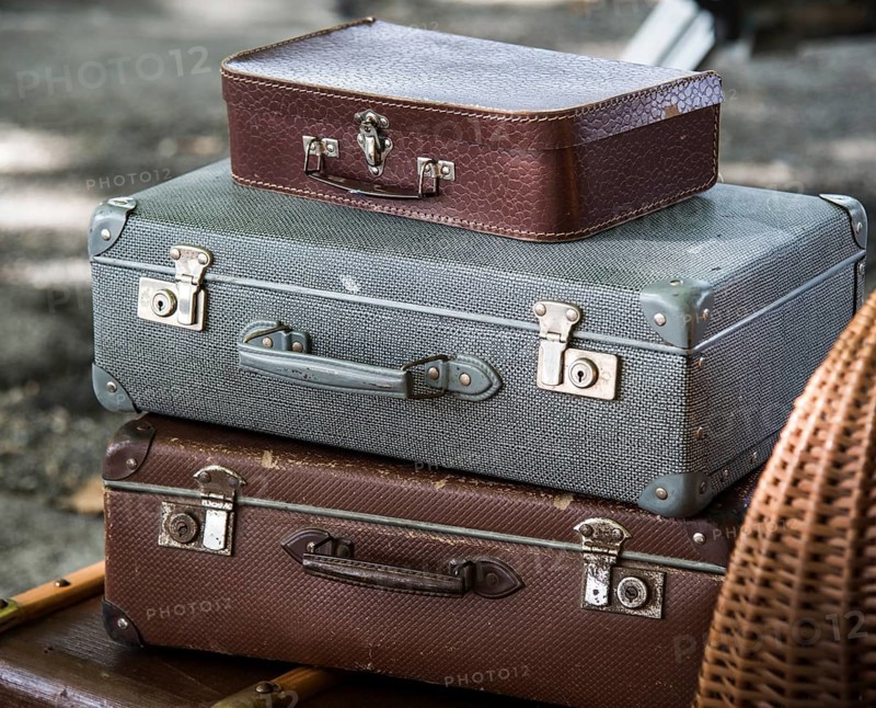 Old suitcases stacked up