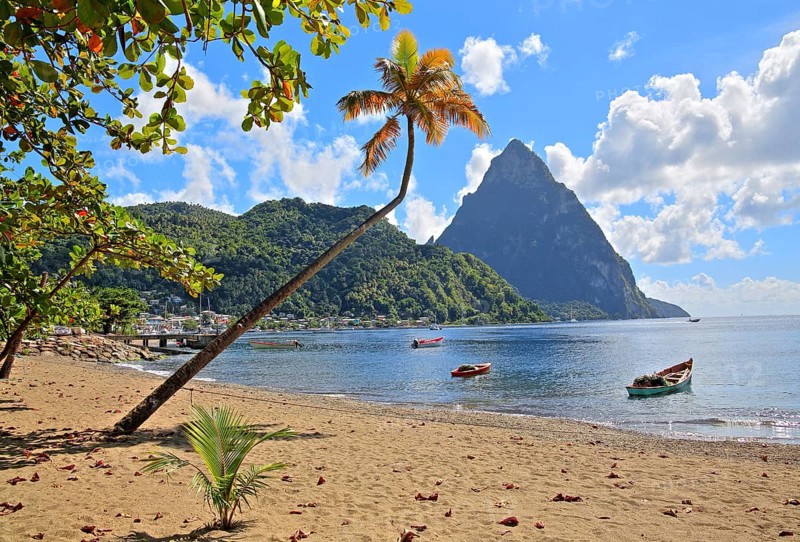 Beach with the Petit Piton 743m