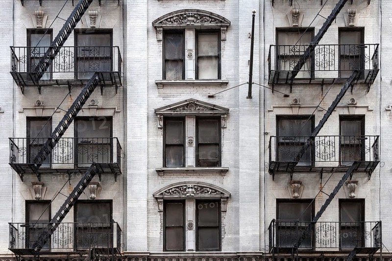 Building with fire escapes