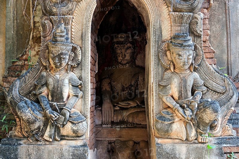 Old stonework at a pagoda in the Pagoda Forest