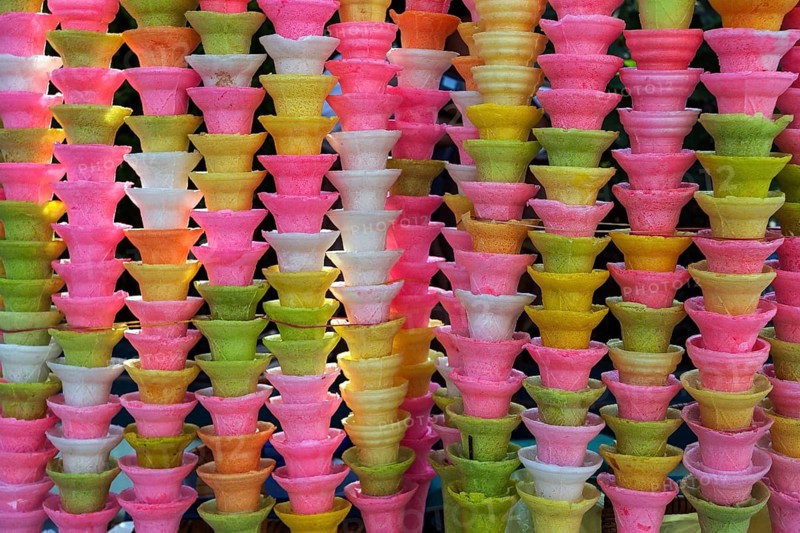 Colorful ice cream cones