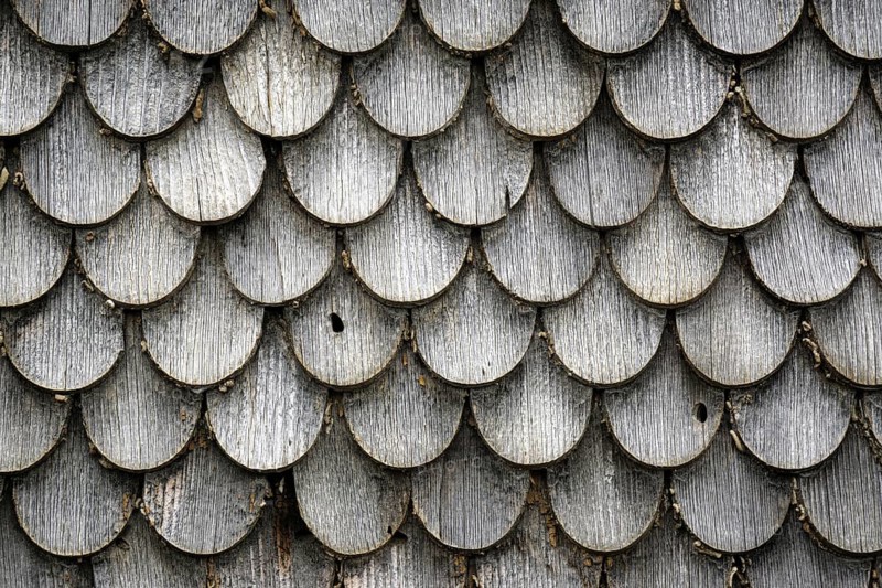 Old wood shingles on a farmhouse