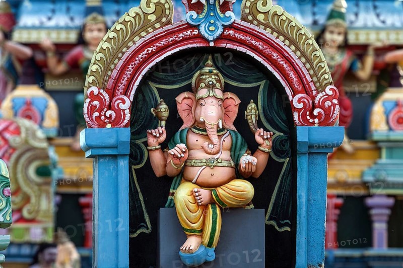 Elephant god Ganesha on a Hindu temple in Riviere des Anguilles