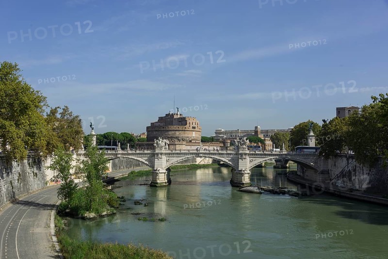Castel Sant'Angelo and Ponte Sant'Angelo over the Tiber river