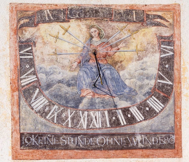 Sundial at the pilgrimage church on Mariahilferberg mountain