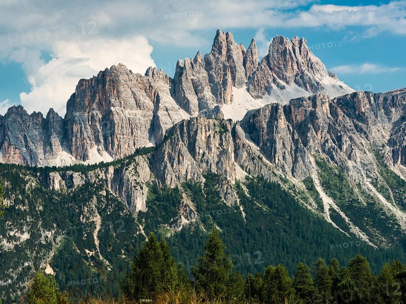 View from the mountain Nuvolau towards rock group Lastoi di Formin