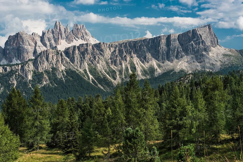 View from the mountain Nuvolau towards rock group Lastoi di Formin