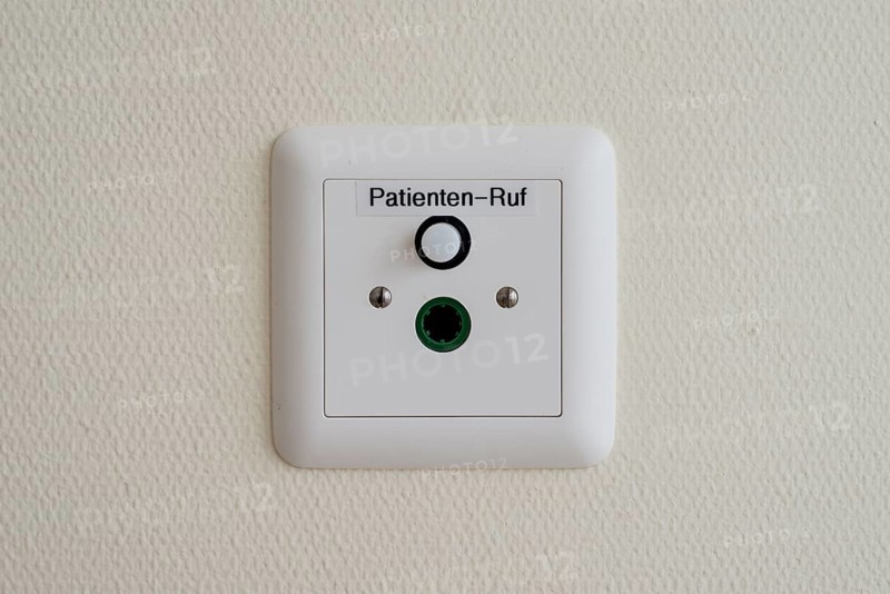 Patient call button on the wall in a German hospital