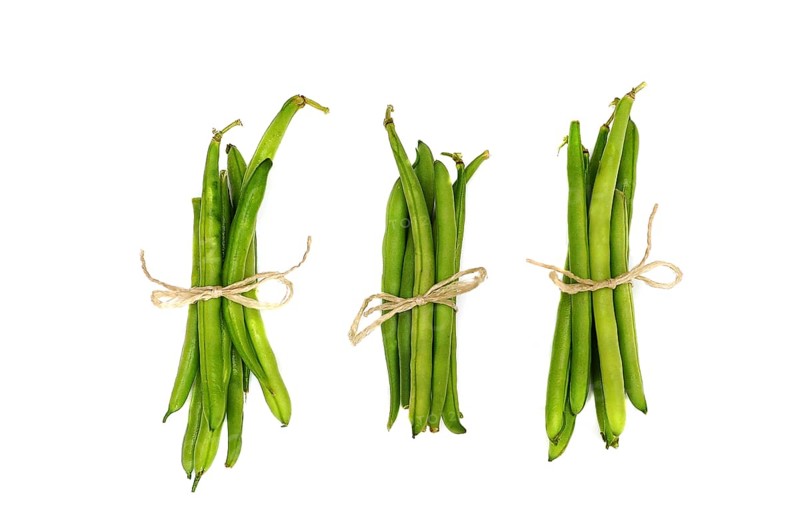 Three bundles of green beans