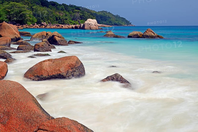 Granite rocks on Anse Lazio beach