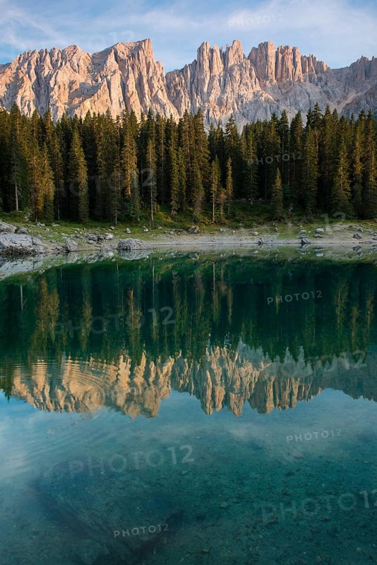 Karersee lake in front of Latemar