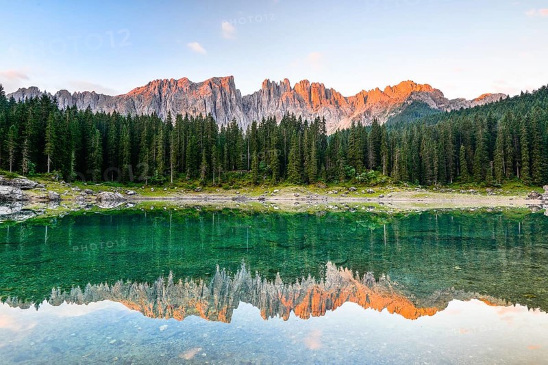 Karersee lake in front of Latemar