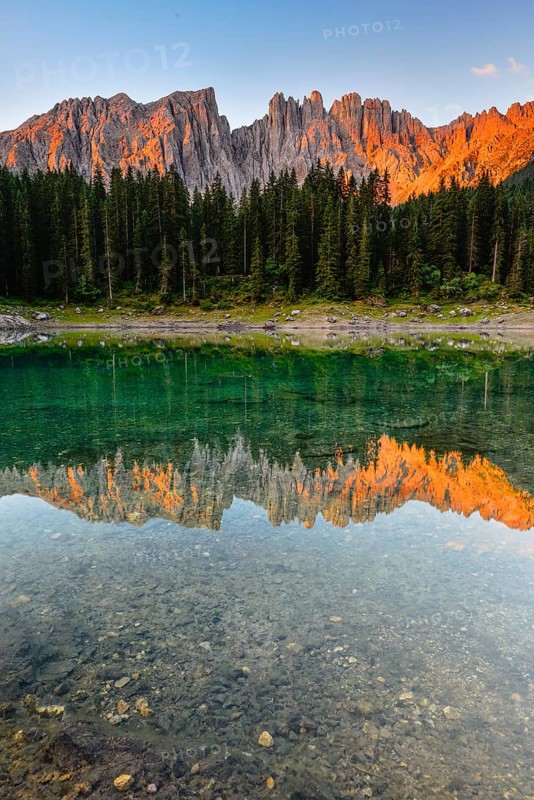 Karersee lake in front of Latemar