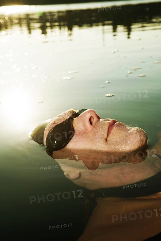 Man with swimming goggles
