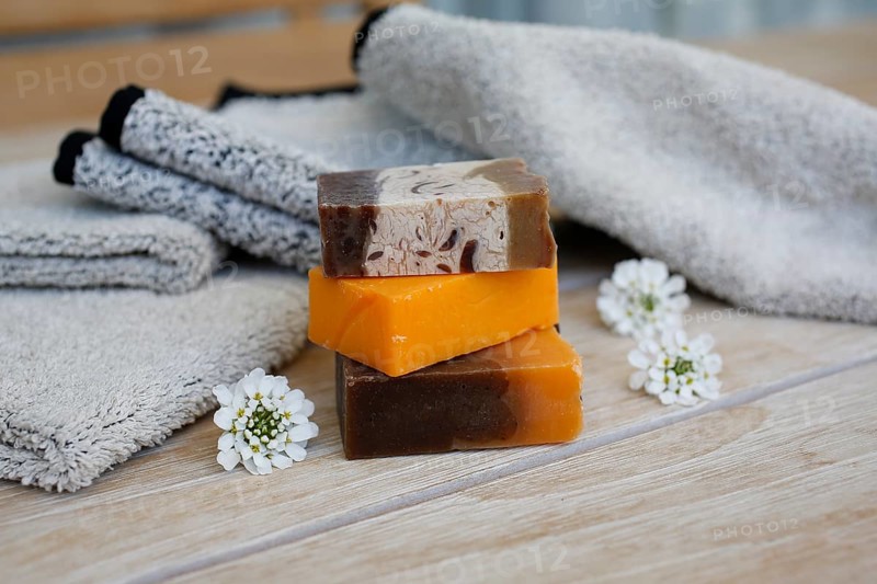 Soap pieces with flowers
