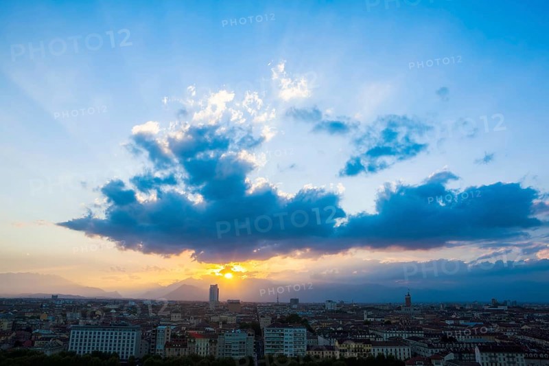 View of the city at sunset