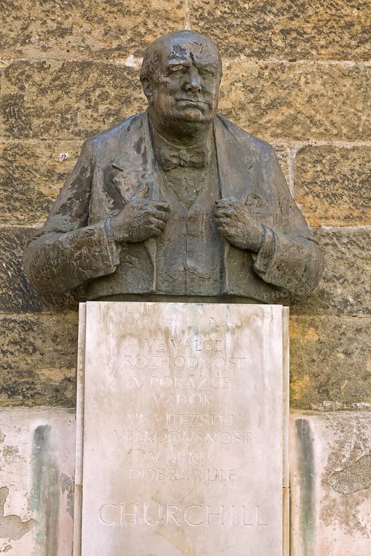 Winston Churchill Statue in front of British Embassy in Prague