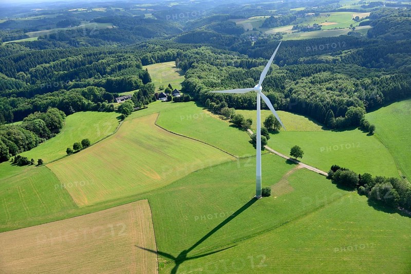 Aerial view of wind turbine