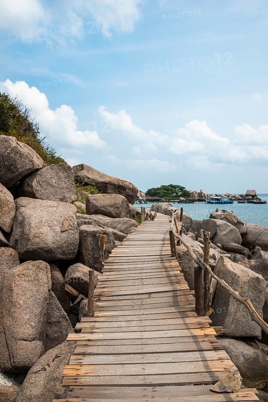 Wooden dock at coast